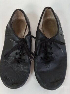 Capezio Split Sole Laceup Jazz Creole Size 4 Black Child Shoes Leather Dance